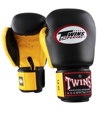 Twins Special Twins Special BGVL3 Leren Bokshandschoenen Zwart Geel