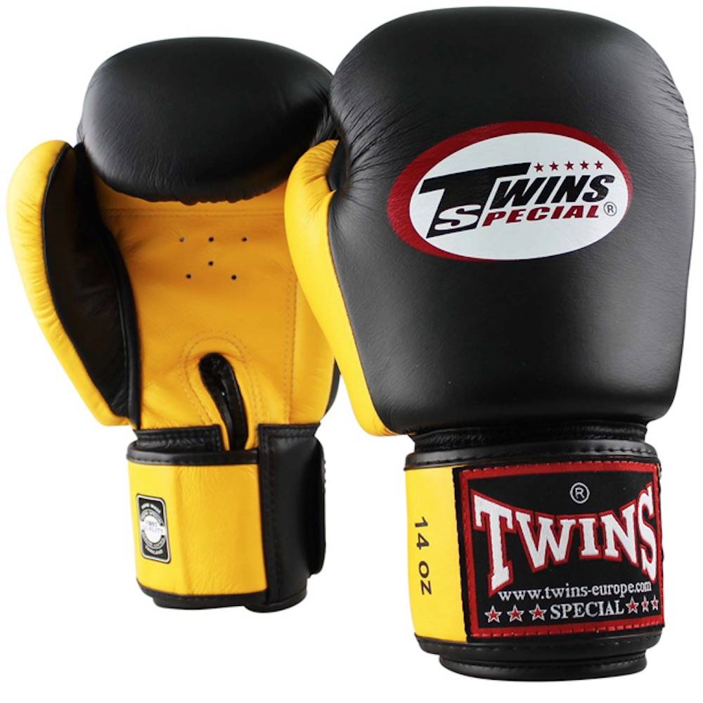 TWINS Boxing Gloves- Dual Light Colors w/ Elastic - BGEL1DUAL-BRIGHT-BLK -  by TWINS SPECIAL