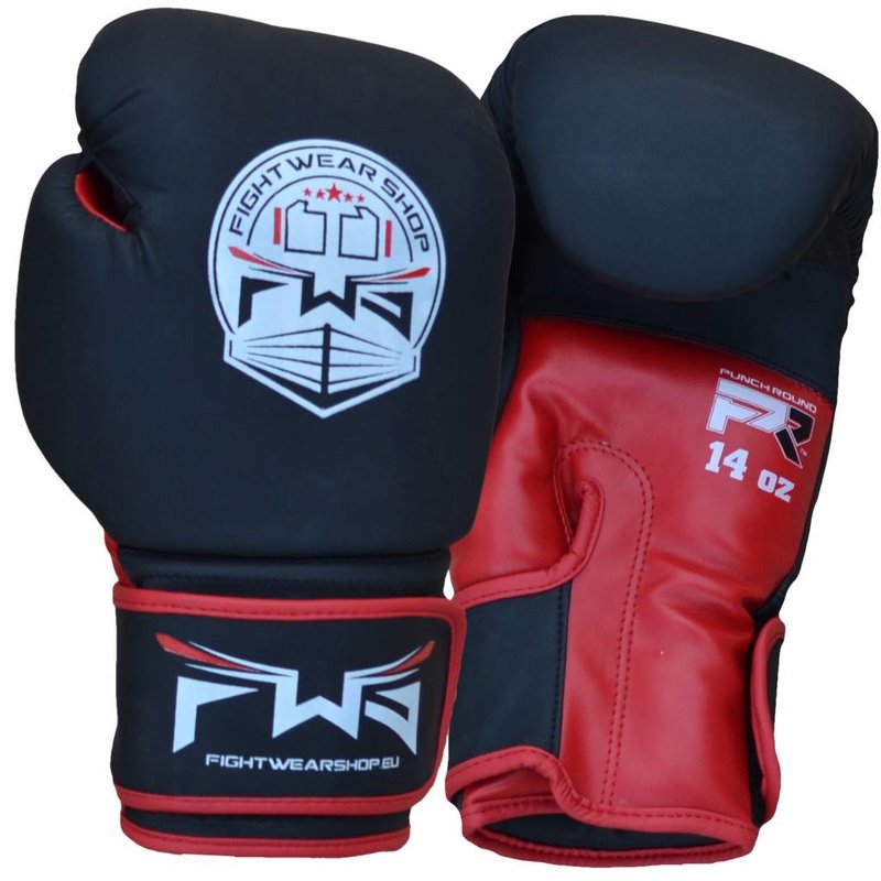 Fightwear Shop FWS Boxing Gloves Dull MF Artificial Leather Black Red