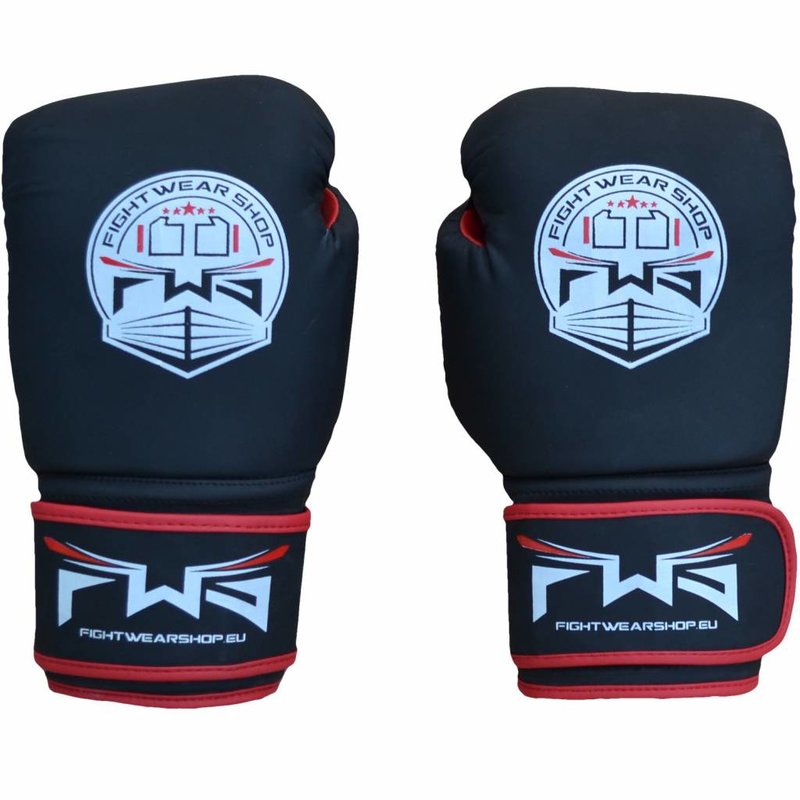 Fightwear Shop FWS Boxing Gloves Dull MF Artificial Leather Black Red