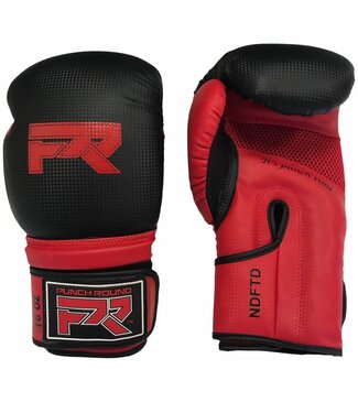 PunchR™  Punch Round Bokshandschoenen "LOGO" Mat Carbon Zwart Rood