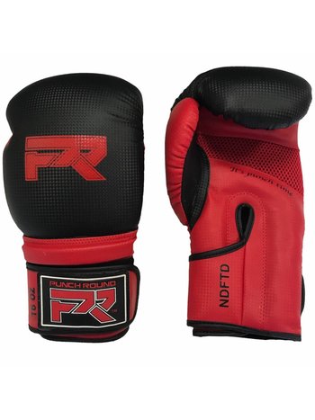 PunchR™  Punch Round LOGO Boxing Gloves Dull Carbon Black Red