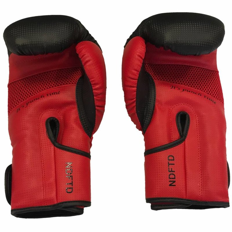 PunchR™  Punch Round LOGO Boxing Gloves Dull Carbon Black Red