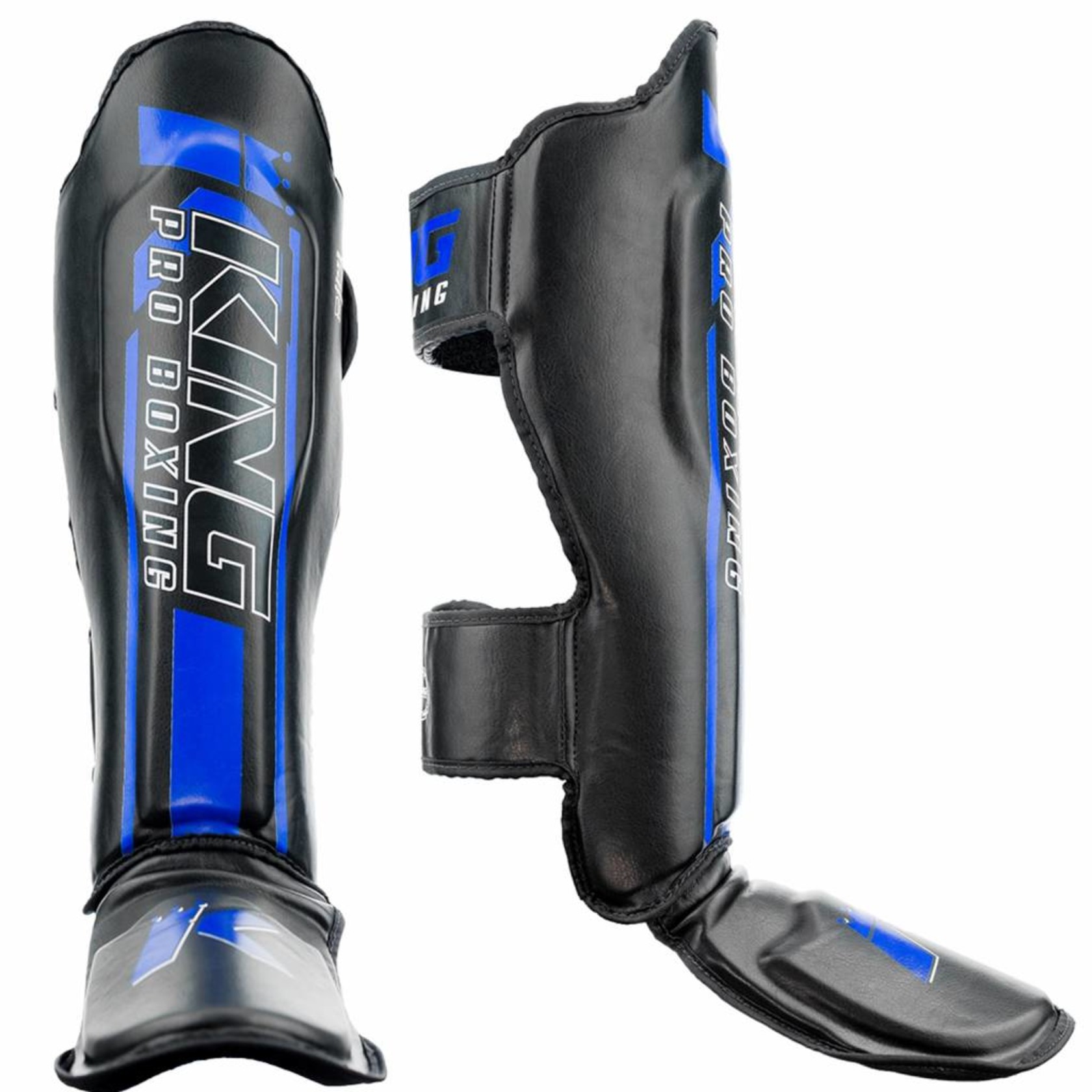 King Pro Boxing KPB/SG Elite 2 Shinguards Black Blue FIGHTWEAR SHOP EUROPE
