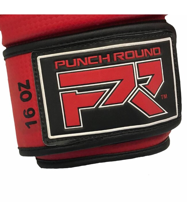Punch Round LOGO Boxhandschuhe Matt Carbon Schwarz Rot
