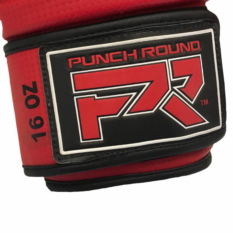 PunchR™  Punch Round Bokshandschoenen "LOGO" Mat Carbon Zwart Rood