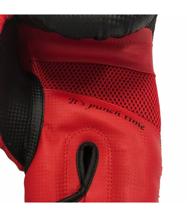 Punch Round LOGO Boxhandschuhe Matt Carbon Schwarz Rot