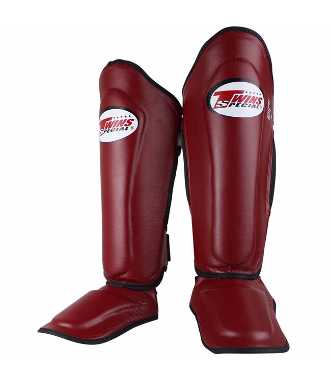 Twins Kickboxing Shinguards SGL 7 Wine Red Muay Thai Gear