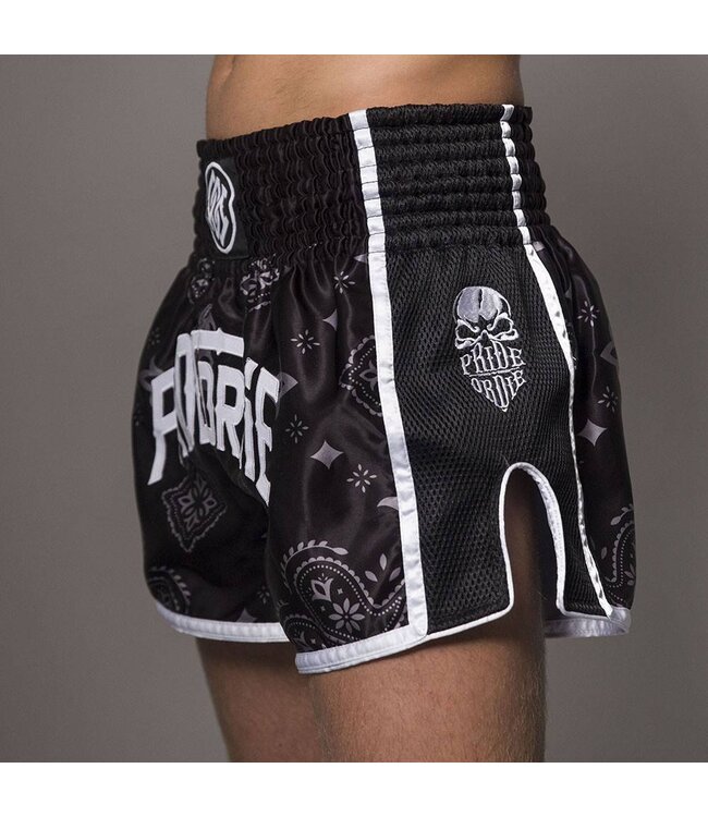 Pride or Die Muay Thai Shorts RISE Black White