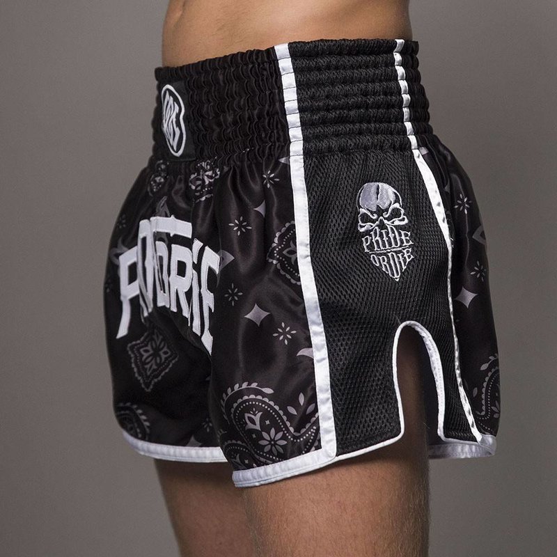 Pride or Die Pride or Die Muay Thai Shorts RISE Schwarz Weiß