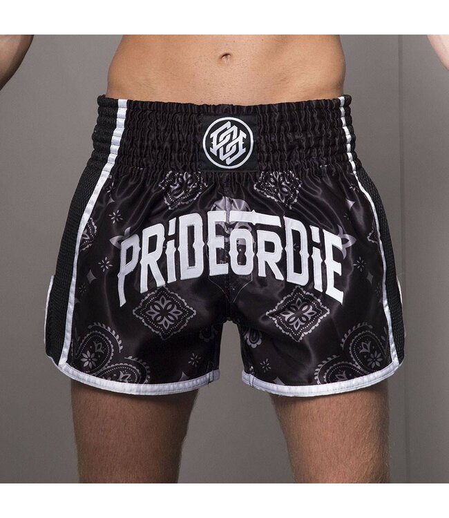 Pride or Die Pride or Die Muay Thai Shorts RISE Black White