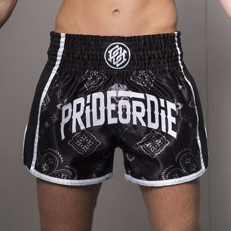 Pride or Die Pride or Die Muay Thai Shorts RISE Black White