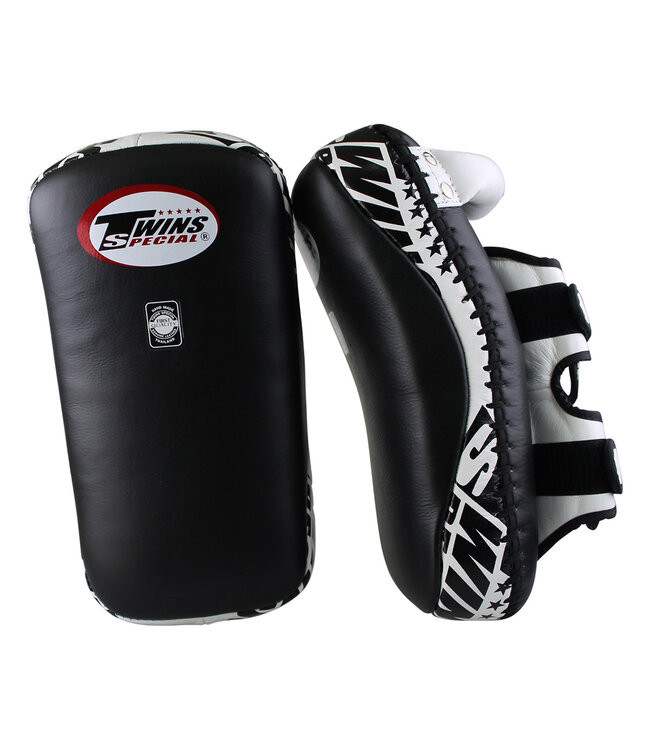 Twins Curved Arm Pads Kick Pads TKP 5 Leather Black White