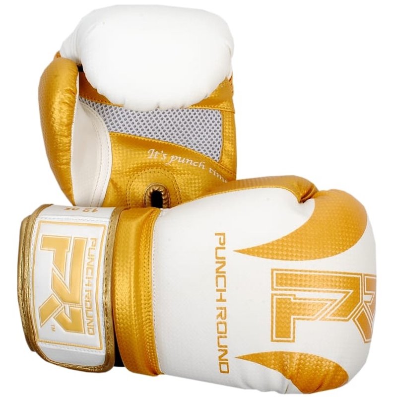 PunchR™  Punch Round "SLAM" Boxhandschuhe Matt Carbon Weiss Gold