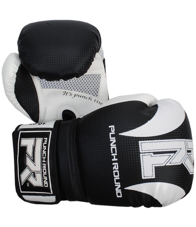Punch Round Boxhandschuhe SLAM Matt Carbon Schwarz Weiß