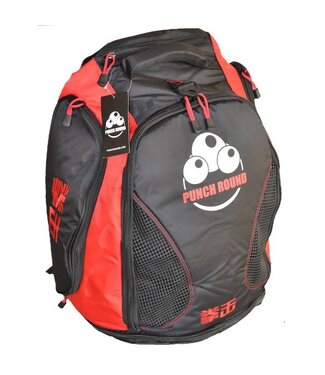 PunchR™  Punch Round™ Boxing Convertible Gym Bag - Backpack Black Red