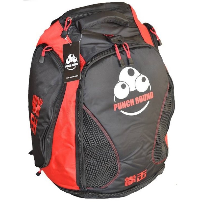 PunchR™  Punch Round™ Boxing Convertible Gym Bag - Backpack Black Red