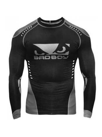 Bad Boy Bad Boy Sphere Compression Top Rash Guard L/S Black Grey