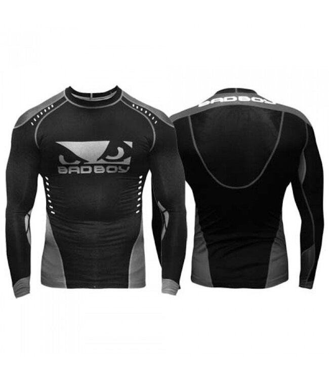 Bad Boy Sphere Kompressions Shirt Rash Guard L/A Schwarz Grau