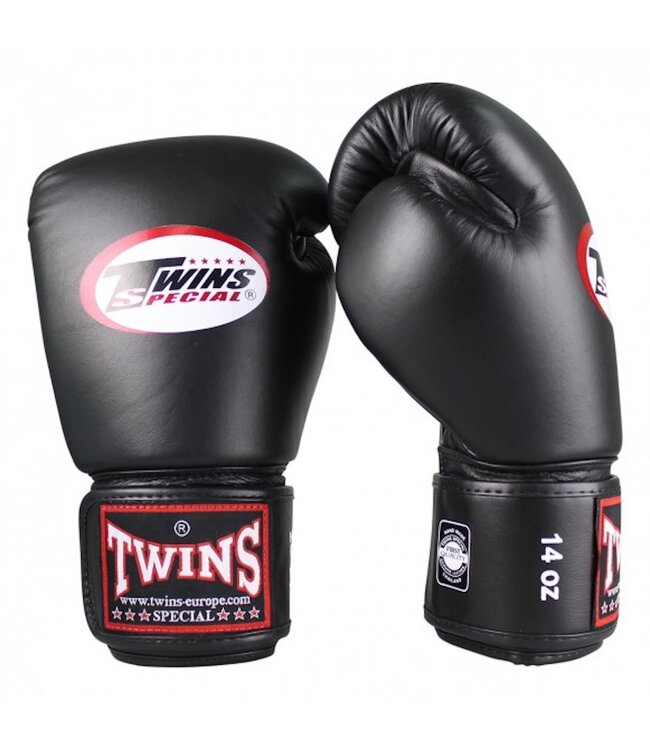 Twins Special BG‑N Leather Sparring Boxing Gloves – Black
