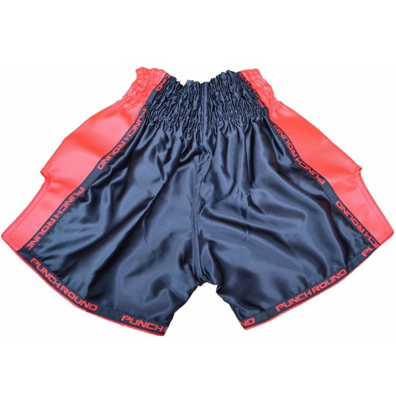 PunchR™  Muay Thai Shorts Matte Carbon Black Red Punch Round Fightwear