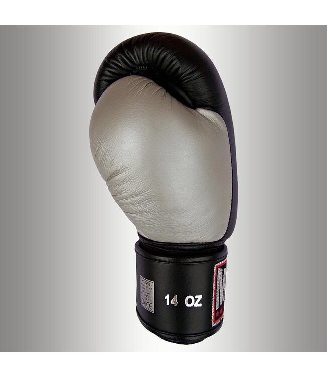 MUAY Premium Boxhandschuhe aus Leder Schwarz Silber
