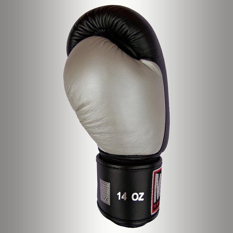 MUAY® MUAY Premium Leather Boxing Gloves Black Silver