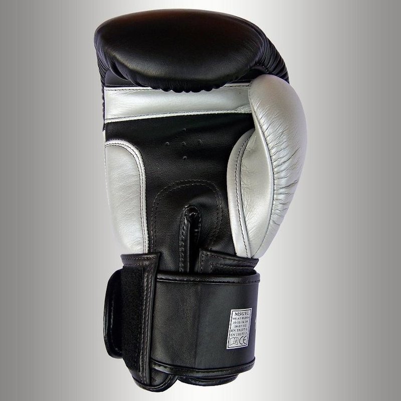 MUAY® MUAY Premium Leather Boxing Gloves Black Silver