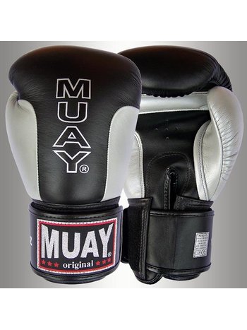 MUAY® MUAY Premium Leather Boxing Gloves Black Silver