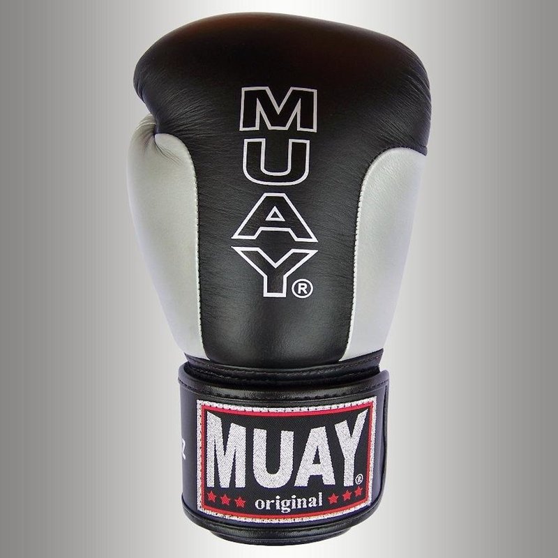 MUAY® MUAY Premium Leather Boxing Gloves Black Silver