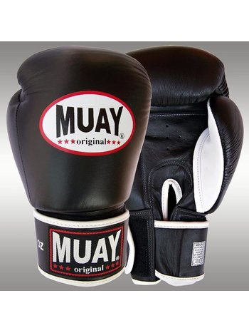 MUAY® MUAY Premium Leather Boxing Gloves Black Silver - Copy