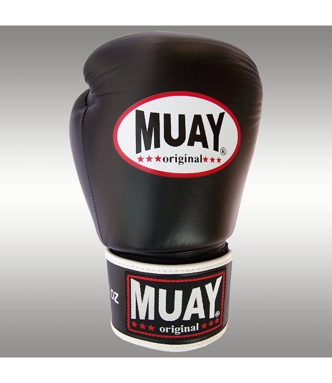 MUAY Original Leather Boxing Gloves Black White