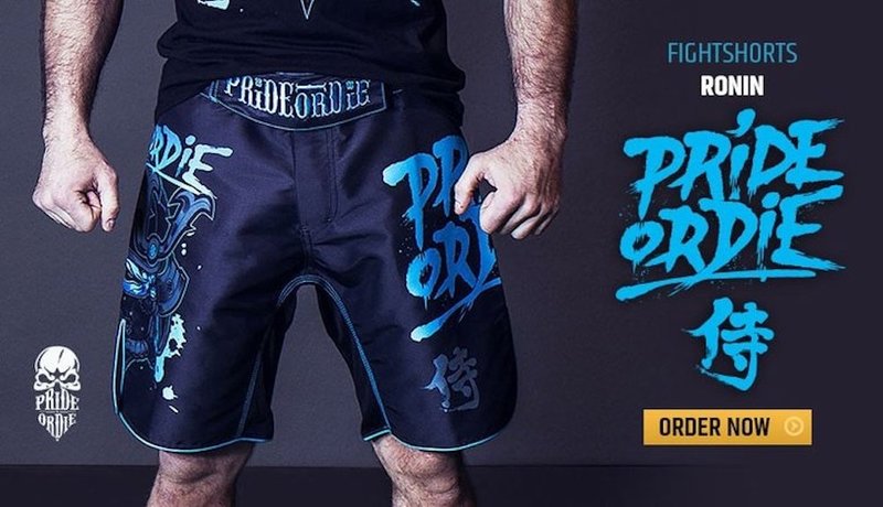 Pride or Die PRiDE oder DiE Fight Short Ronin Schwarz Blau