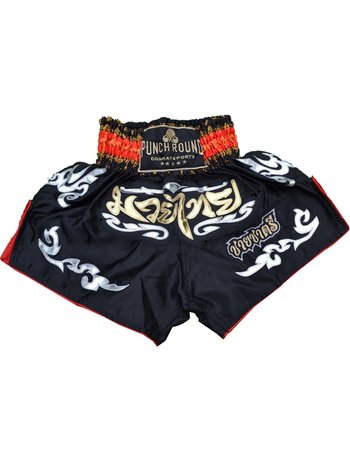 PunchR™  Punch Round™ Muay Thai Shorts Kickboxing Shorts MT10 Black
