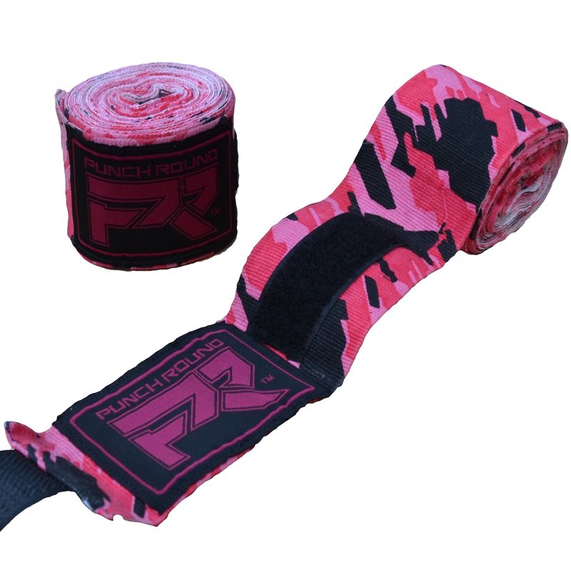 PunchR™  Punch Round TreX Boxbandagen Camo Schwarz Rosa