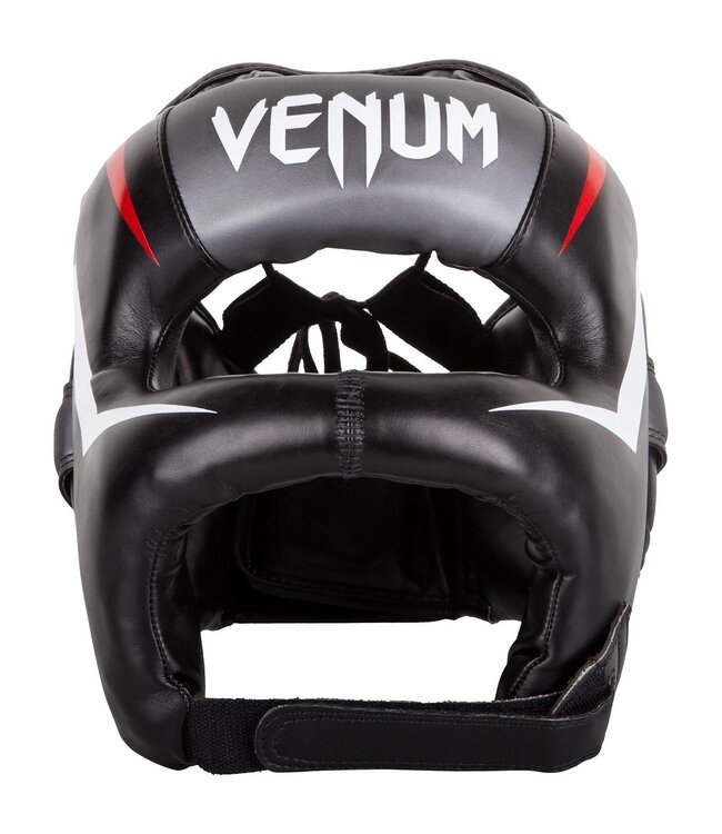 Venum Elite Iron Headgear Schwarz Rot Grau Kopfschutz