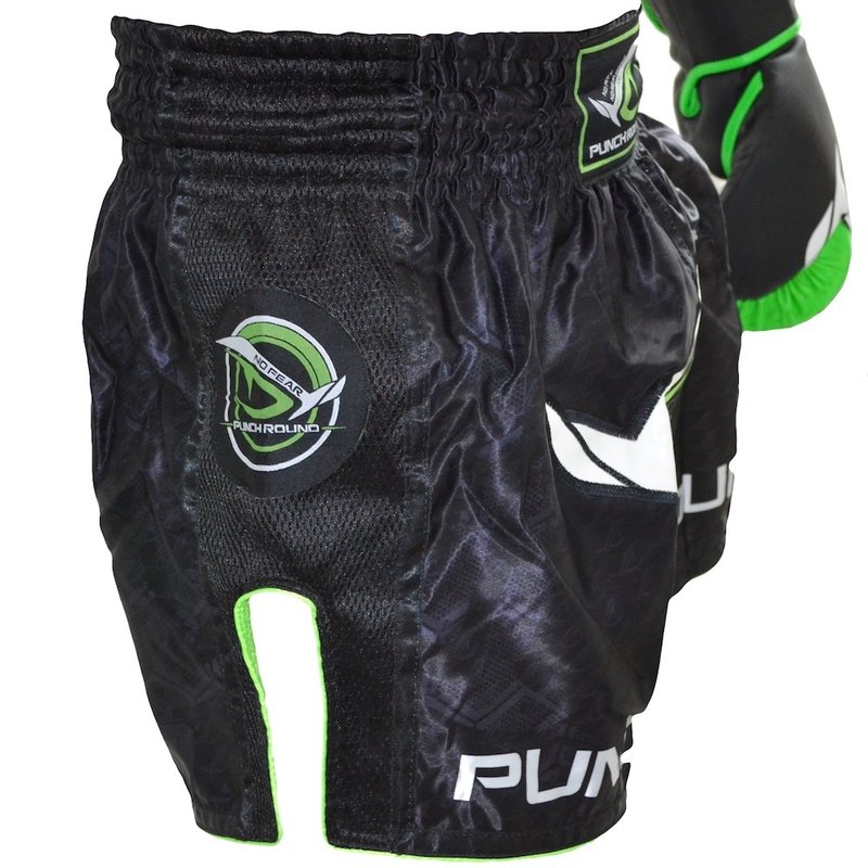 PunchR™  Punch Round NoFear Kickboxing Shorts Schwarz Neo Grün