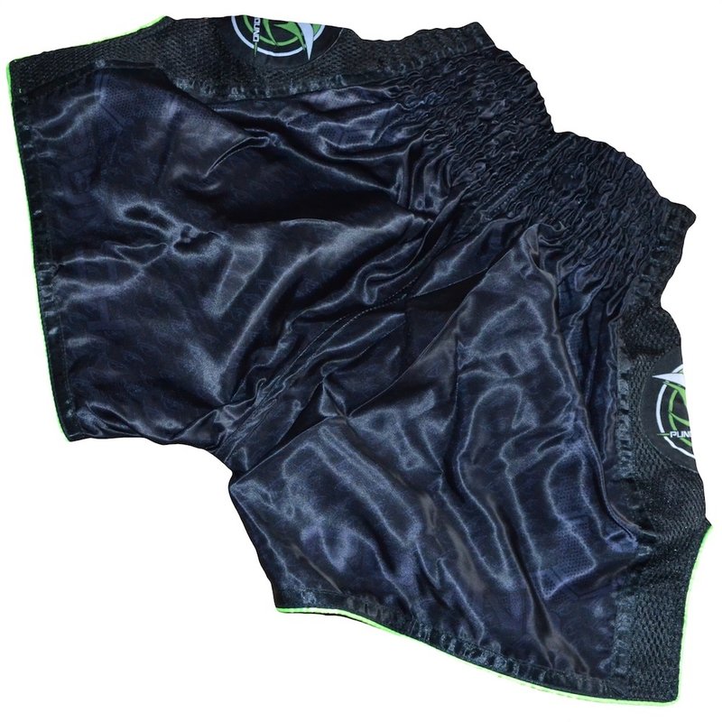 PunchR™  Punch Round NoFear Kickboxing Shorts Black Neo Green