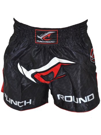 PunchR™  Punch Round NoFear Muay Thai Kickboxing Short Schwarz Rot