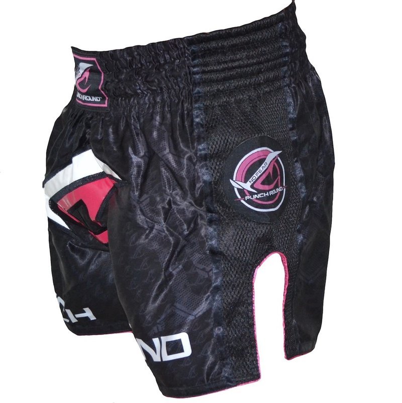 PunchR™  Punch Round NoFear Damen Muay Thai Kickboxing Short Schwarz Rosa