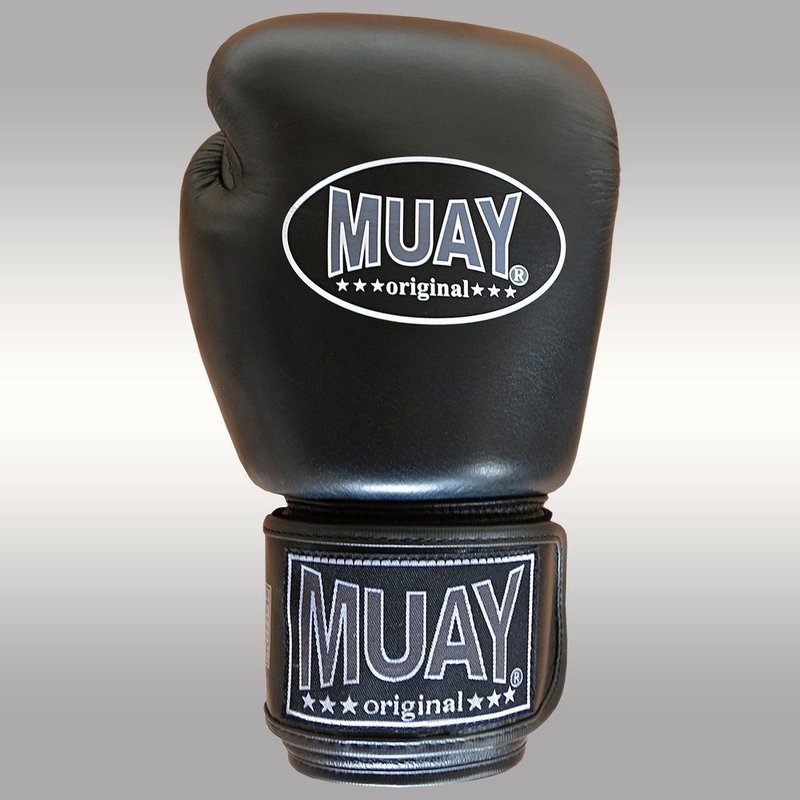 Generic Boxing Gloves Muay Thai Kick Boxing PU Leather 8oz_Black