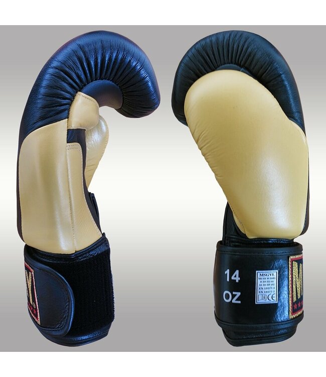 MUAY Boxhandschuhe Premium Schwarz Gold Leder