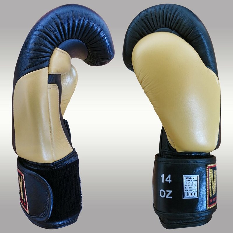 MUAY® MUAY Boxhandschuhe Premium Schwarz Gold Leder