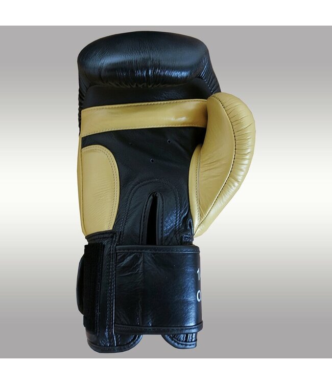 MUAY Boxing Gloves Premium Black Gold Leather