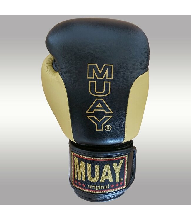 MUAY® MUAY Boxhandschuhe Premium Schwarz Gold Leder