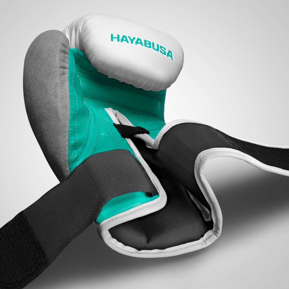 Hayabusa Boxing Gloves T3 White Teal Kickboxing Gloves FIGHTWEAR