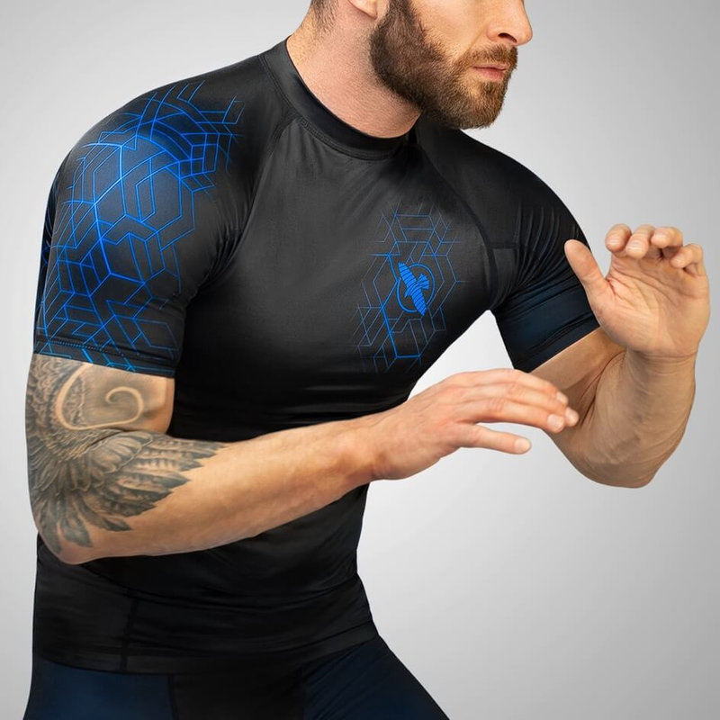 Hayabusa Hayabusa Geo Kurzarm Rashguard Schwarz Blau