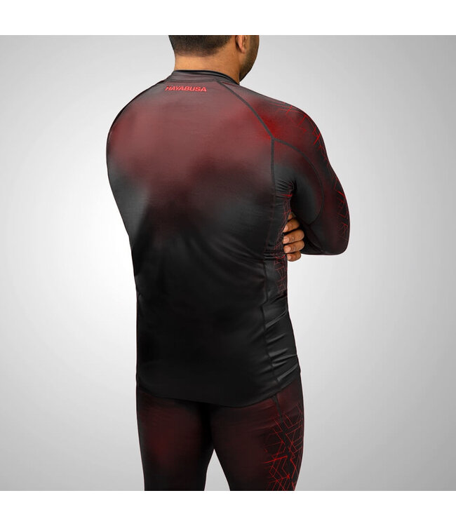 Hayabusa Geo Langarm Rashguard Schwarz Rot