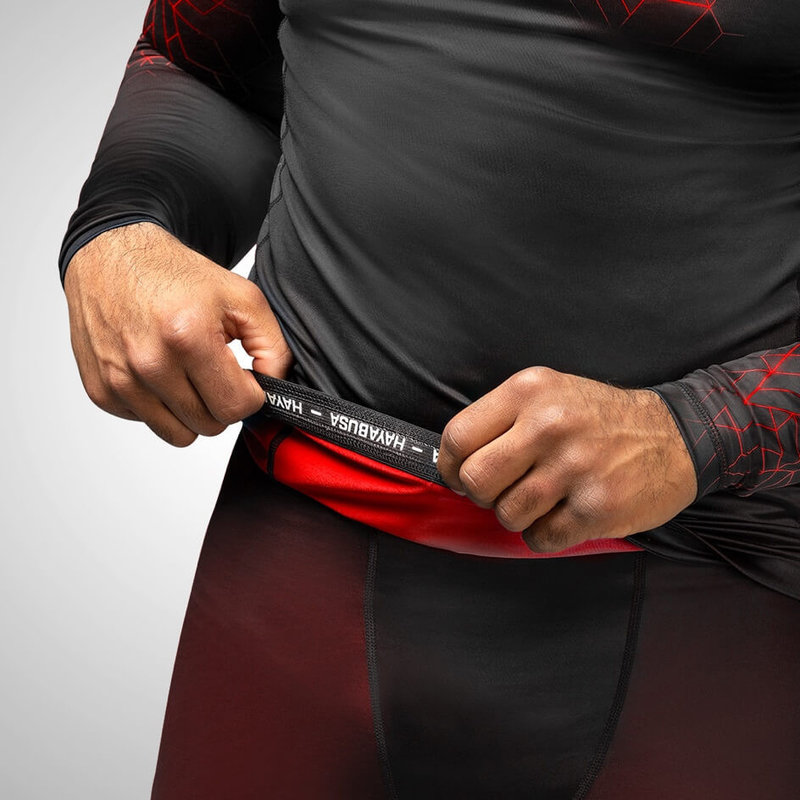 Hayabusa Hayabusa Geo Langarm Rashguard Schwarz Rot