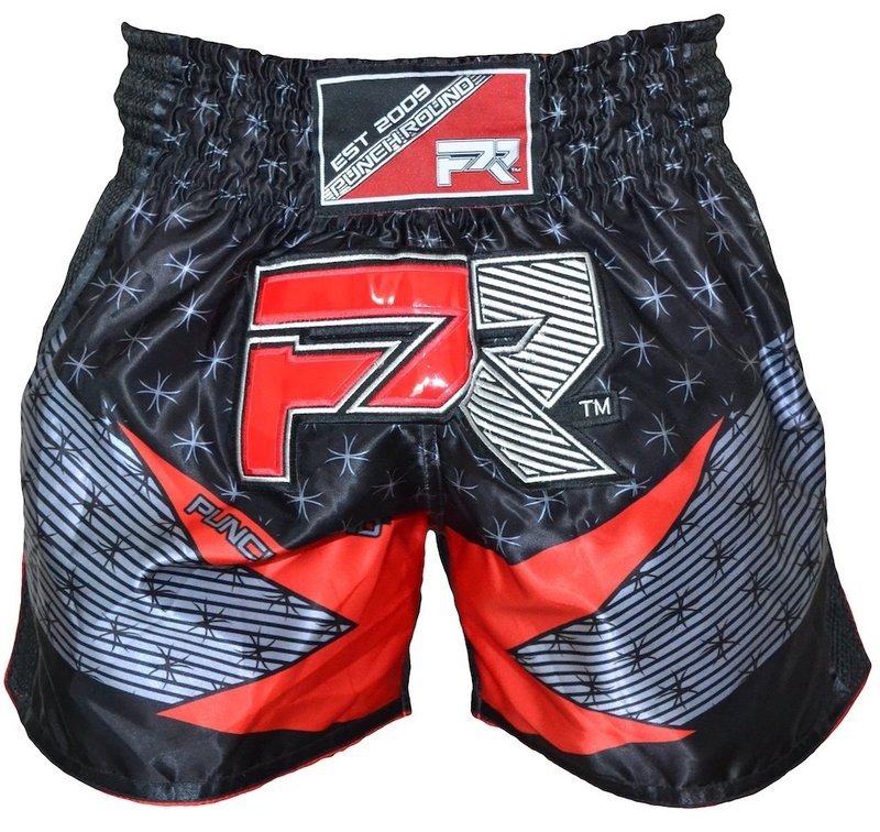 PunchR™  Punch Round Evoke Muay Thai Kickboxing Short Schwarz Rot